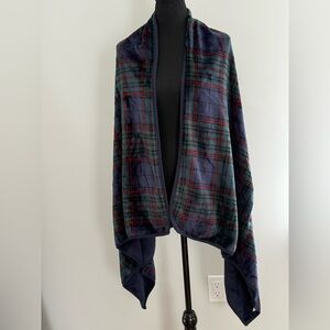 Cuddl Duds S/M Navy Green and Red Plaid Cape 139